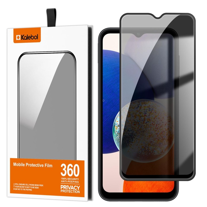For Galaxy A14 5G Kalebol High-Aluminum Screen-Printed Full-Coverage Black-Border Privacy Tempered Glass Film
