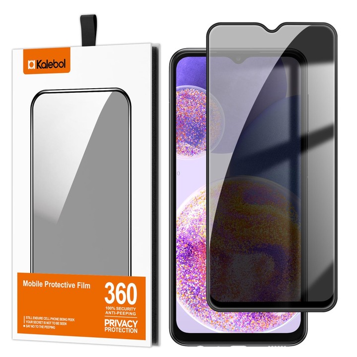 For Galaxy A23 4G Kalebol High-Aluminum Screen-Printed Full-Coverage Black-Border Privacy Tempered Glass Film