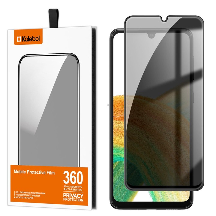 For Galaxy A33 5G Kalebol High-Aluminum Screen-Printed Full-Coverage Black-Border Privacy Tempered Glass Film