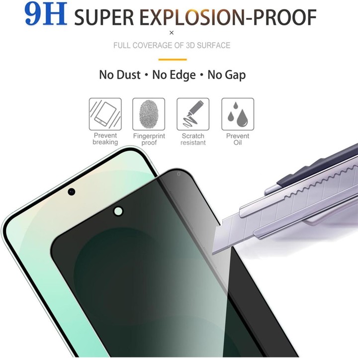 For Galaxy M53 5G Kalebol High-Aluminum Screen-Printed Full-Coverage Black-Border Privacy Tempered Glass Film