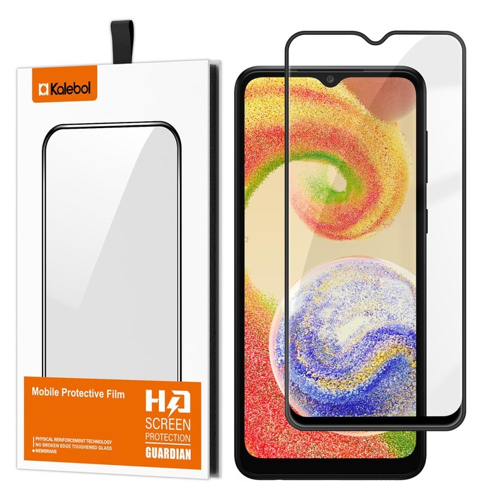 For Galaxy A04 Kalebol High-Aluminum Screen-Printed Full-Coverage Anti-Fingerprint Black-Bordered HD Tempered Glass Film