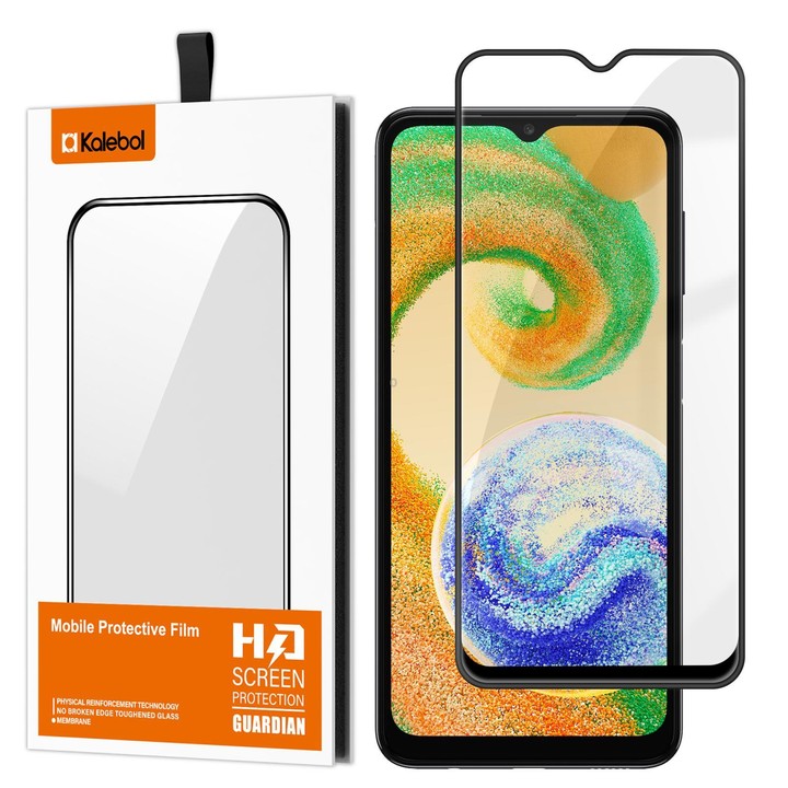 For Galaxy A04s Kalebol High-Aluminum Screen-Printed Full-Coverage Anti-Fingerprint Black-Bordered HD Tempered Glass Film