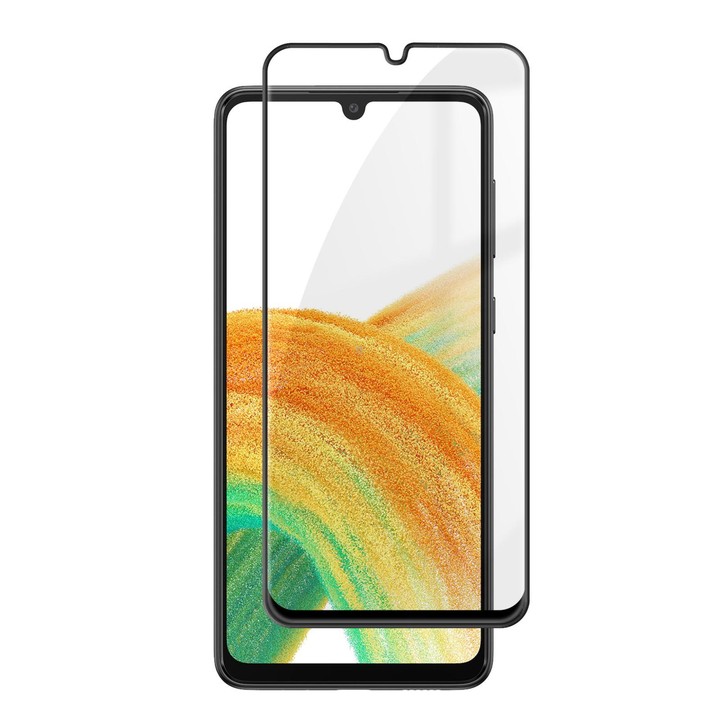 For Galaxy A33 4G Kalebol High-Aluminum Screen-Printed Full-Coverage Anti-Fingerprint Black-Bordered HD Tempered Glass Film