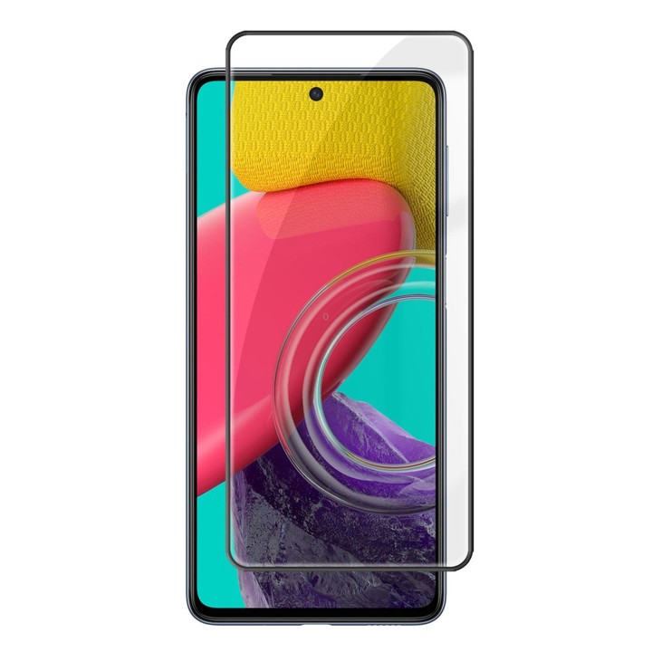 For Galaxy M53 5G Kalebol High-Aluminum Screen-Printed Full-Coverage Anti-Fingerprint Black-Bordered HD Tempered Glass Film