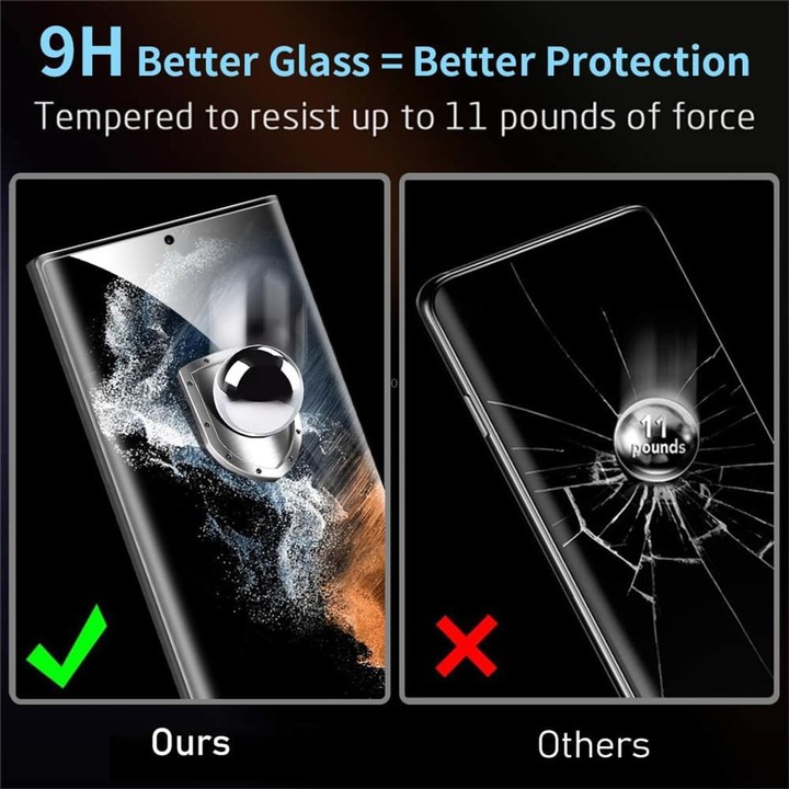 For Samsung Galaxy S23 Ultra 5G Kalebol Curved High-Aluminum Screen-Printed Full-Coverage Anti-Fingerprint Black-Bordered HD Tem