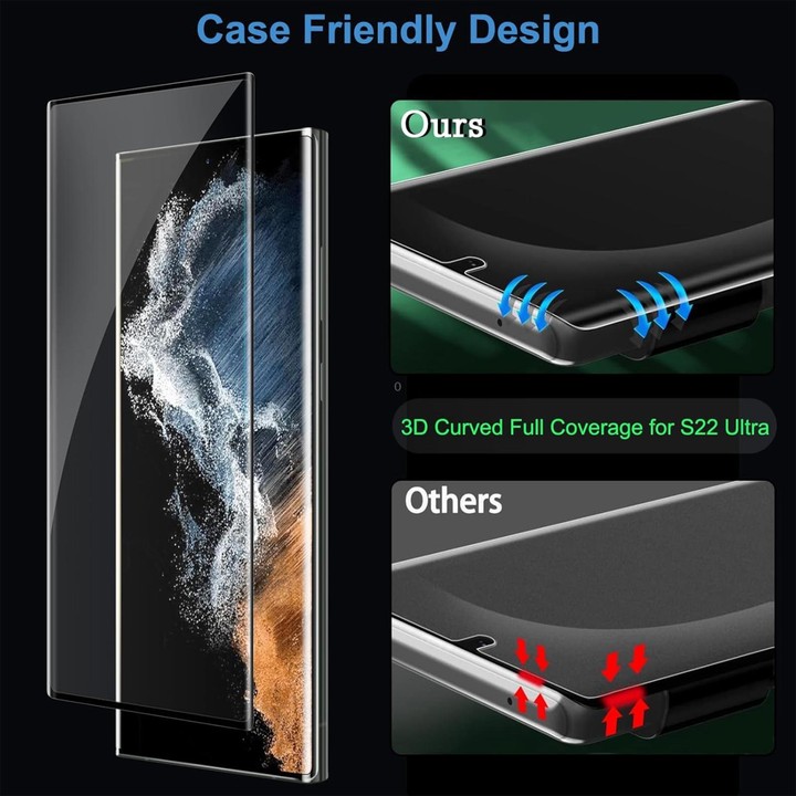 For Samsung Galaxy S22 Ultra 5G 10pcs Kalebol Curved High-Aluminum Screen-Printed Full-Coverage Anti-Fingerprint Black-Bordered