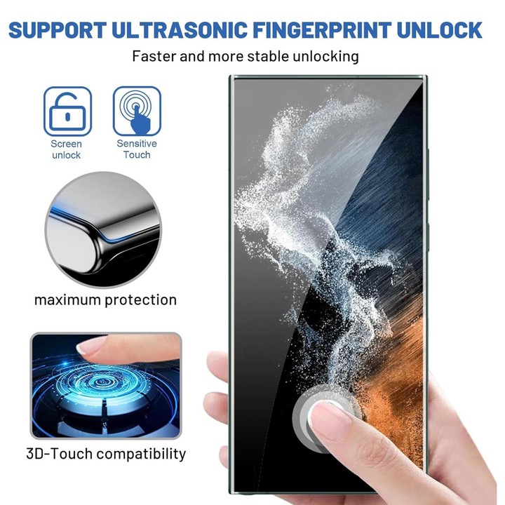 For Samsung Galaxy S23 Ultra 5G 10pcs Kalebol Curved High-Aluminum Screen-Printed Full-Coverage Anti-Fingerprint Black-Bordered