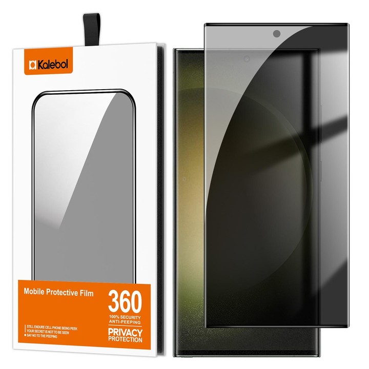 For Samsung Galaxy S23 Ultra 5G Kalebol Curved High-Aluminum Screen-Printed Full-Coverage Anti-Fingerprint Black-Border Privacy