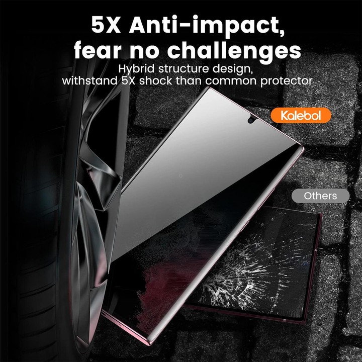 For Samsung Galaxy S23 Ultra 5G Kalebol Curved High-Aluminum Screen-Printed Full-Coverage Anti-Fingerprint Black-Border Privacy