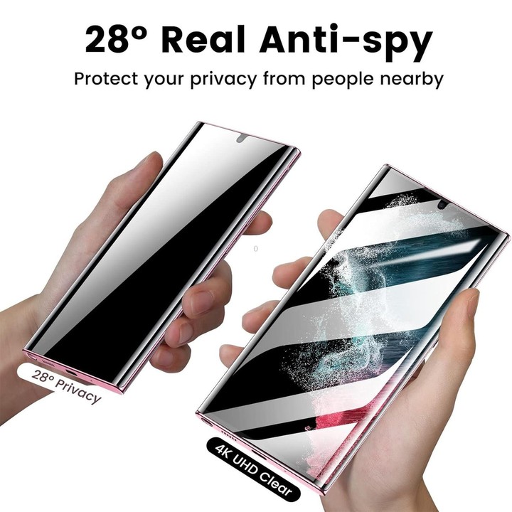 For Samsung Galaxy S22 Ultra 5G Kalebol Curved High-Aluminum Screen-Printed Full-Coverage Anti-Fingerprint Black-Border Privacy