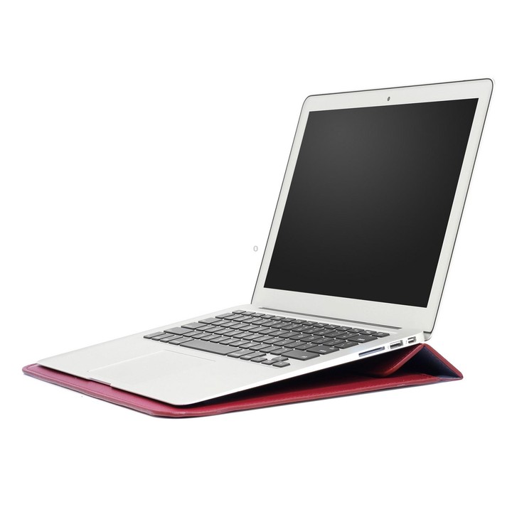 PU Leather Ultra-thin Envelope Bag Laptop Bag for MacBook Air / Pro 13 inch, with Stand Function(Wine Red)