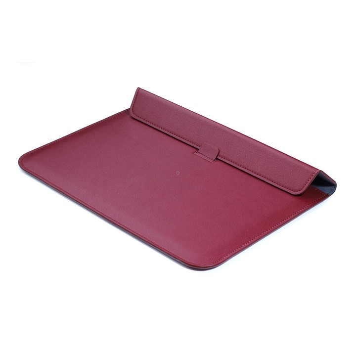 PU Leather Ultra-thin Envelope Bag Laptop Bag for MacBook Air / Pro 15 inch, with Stand Function(Wine Red)
