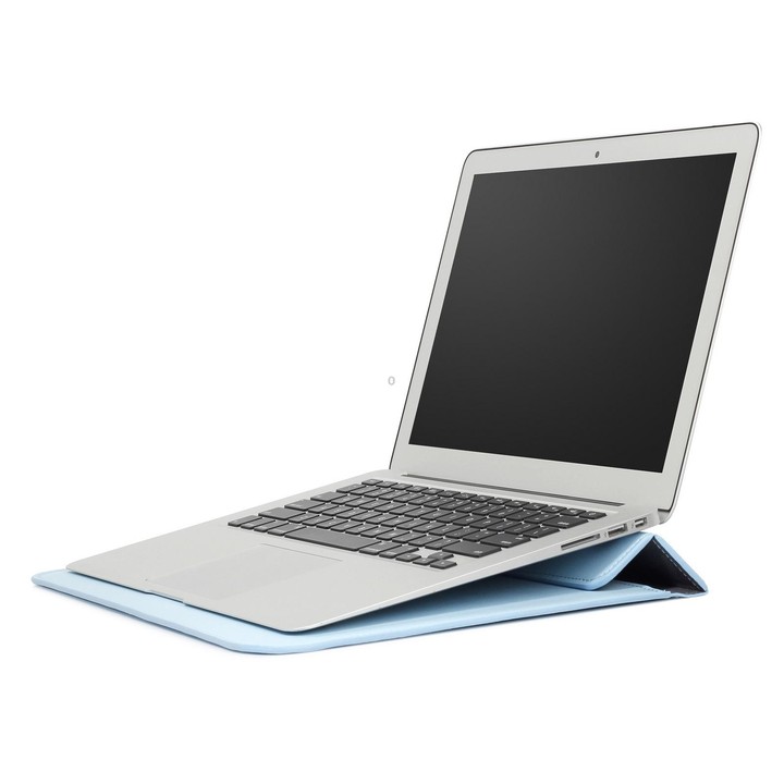 PU Leather Ultra-thin Envelope Bag Laptop Bag for MacBook Air / Pro 15 inch, with Stand Function(Sky Blue)