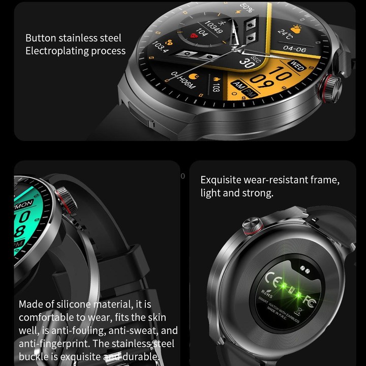 T100 1.85 inch Round Screen 2 in 1 Bluetooth Earphone IP67 Waterproof Smart Watch, Supports Blood Oxygen Monitoring(Silver)