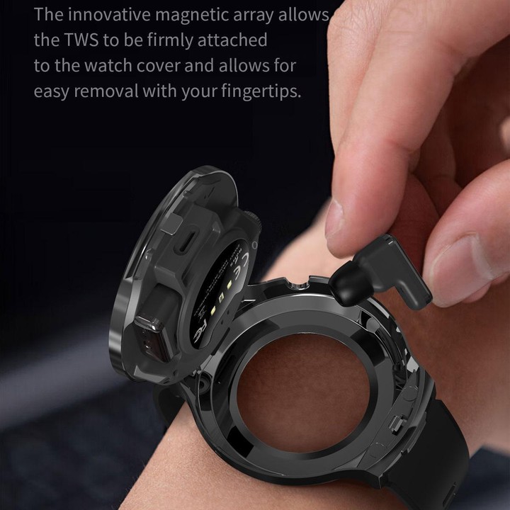 T100 1.85 inch Round Screen 2 in 1 Bluetooth Earphone IP67 Waterproof Smart Watch, Supports Blood Oxygen Monitoring(Silver)