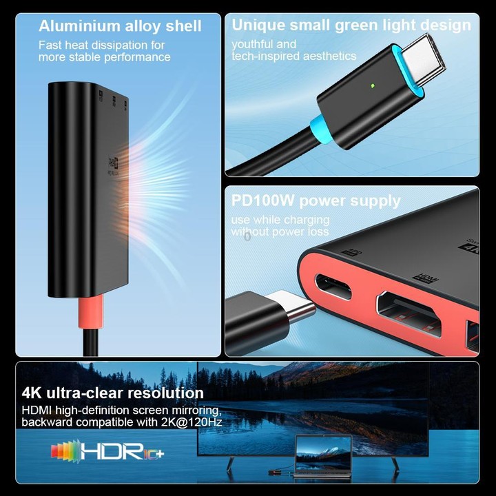 For Nintendo Switch 3 in 1 Type-C to HDMI + USB 3.0 + Type-C PD Charging Port Desktop Docking Station