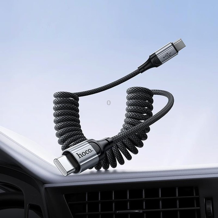 hoco X121 Nuevo 60W Fast Charging Type-C to Type-C Spring Braided Data Cable(Black)