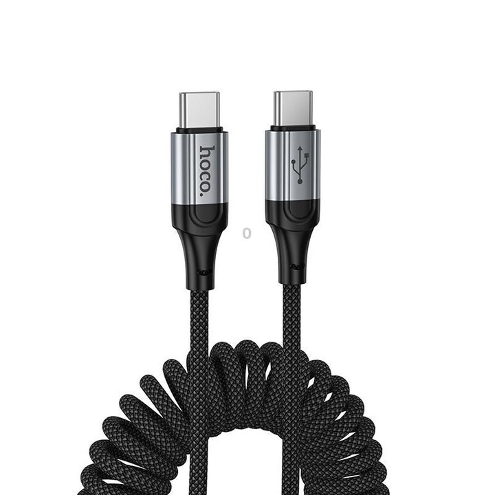 hoco X121 Nuevo 60W Fast Charging Type-C to Type-C Spring Braided Data Cable(Black)
