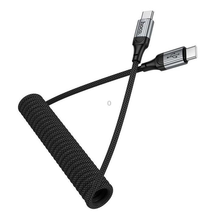 hoco X121 Nuevo 60W Fast Charging Type-C to Type-C Spring Braided Data Cable(Black)