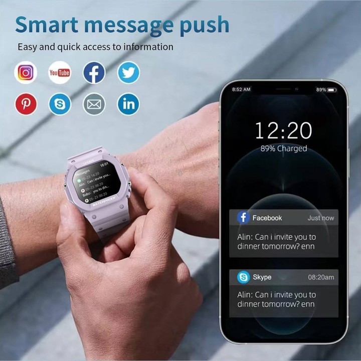 LC31 1.75 inch TFT Full Touch Screen Bluetooth Call Outdoor Sports Smart Watch with Flashlight(Purple)
