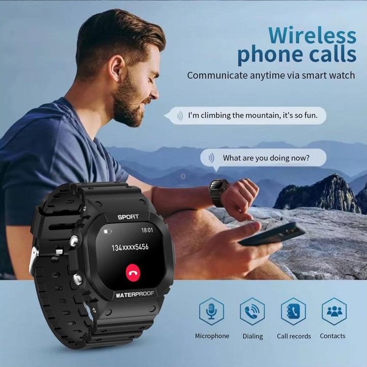 LC31 1.75 inch TFT Full Touch Screen Bluetooth Call Outdoor Sports Smart Watch with Flashlight(Purple)