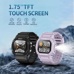 LC31 1.75 inch TFT Full Touch Screen Bluetooth Call Outdoor Sports Smart Watch with Flashlight(Purple)