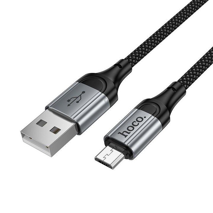 hoco X121 Nuevo Charging USB-A to Micro Spring Braided Data Cable(Black)