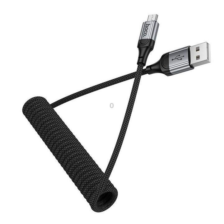 hoco X121 Nuevo Charging USB-A to Micro Spring Braided Data Cable(Black)