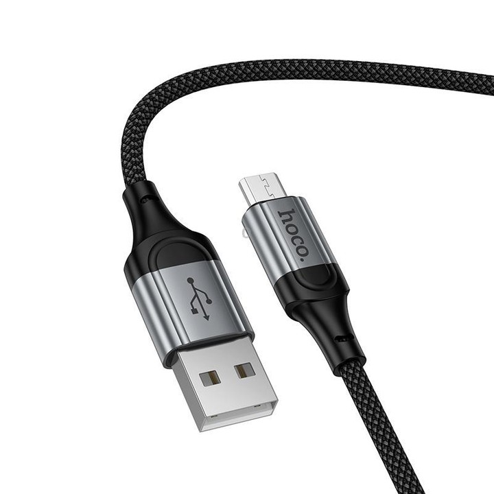 hoco X121 Nuevo Charging USB-A to Micro Spring Braided Data Cable(Black)