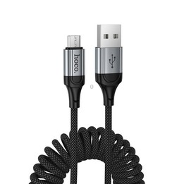 hoco X121 Nuevo Charging USB-A to Micro Spring Braided Data Cable(Black)