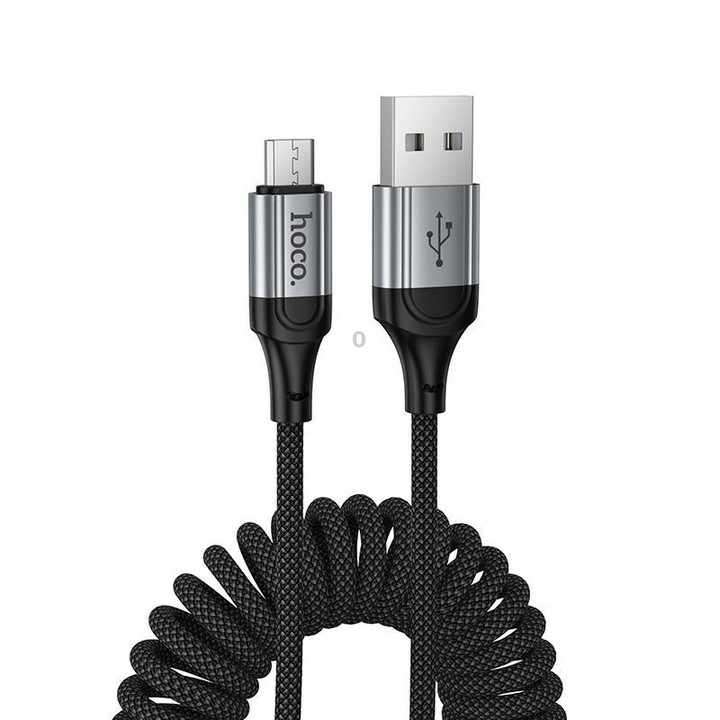 hoco X121 Nuevo Charging USB-A to Micro Spring Braided Data Cable(Black)