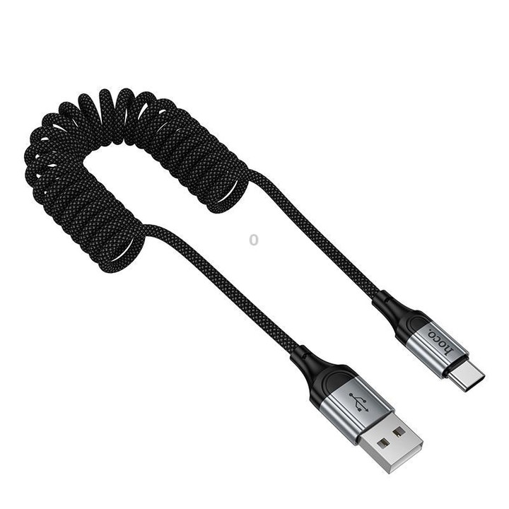hoco X121 Nuevo Charging USB-A to Type-C Spring Braided Data Cable(Black)