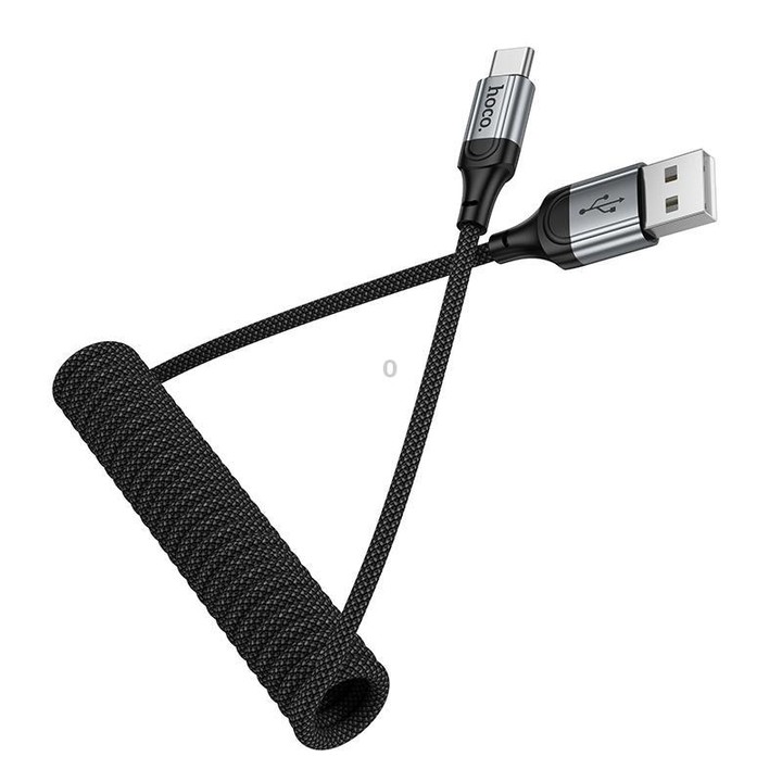 hoco X121 Nuevo Charging USB-A to Type-C Spring Braided Data Cable(Black)