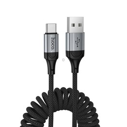 hoco X121 Nuevo Charging USB-A to Type-C Spring Braided Data Cable(Black)