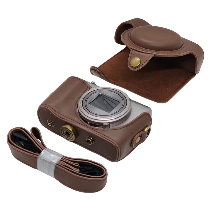 For Sony DSC-HX30 / HX50 / HX60 Retro Leather Full Body Camera Cover Bag with Strap(Coffee)