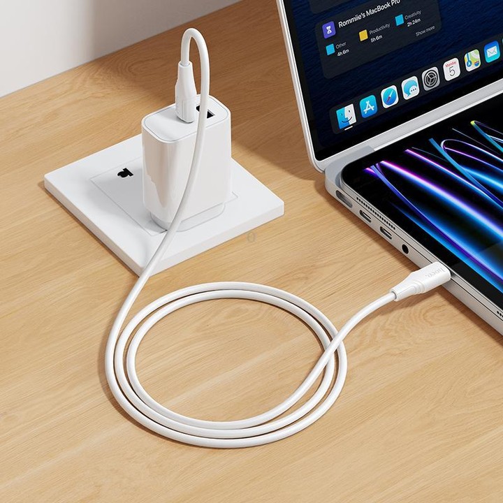 hoco X124 USB-C / Type-C to USB-C / Type-C Bien 60W Silicone Charging Data Cable, Length: 1m(White)