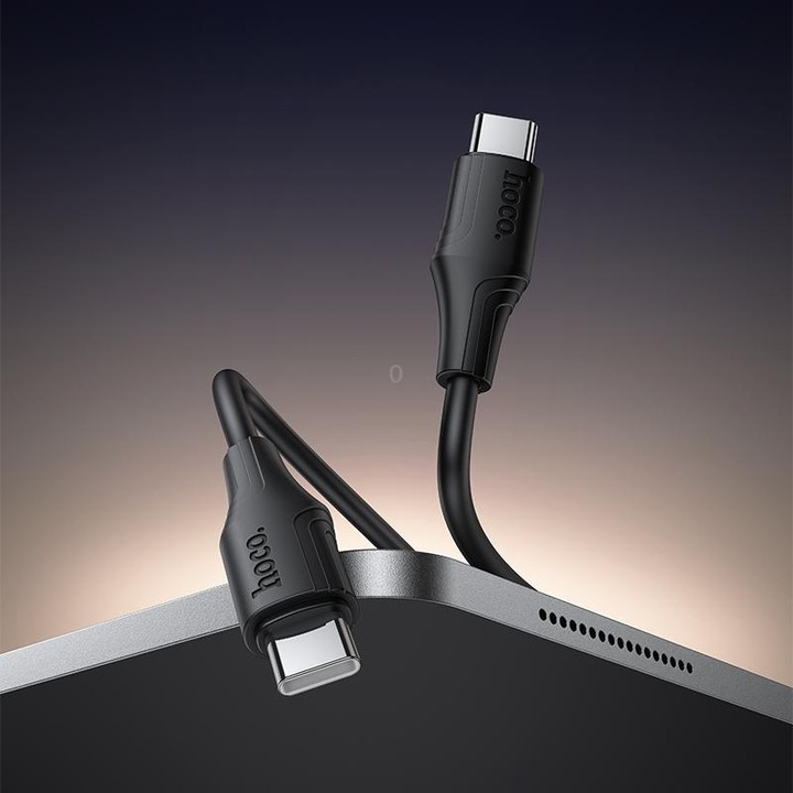 hoco X124 USB-C / Type-C to USB-C / Type-C Bien 60W Silicone Charging Data Cable, Length: 1m(White)