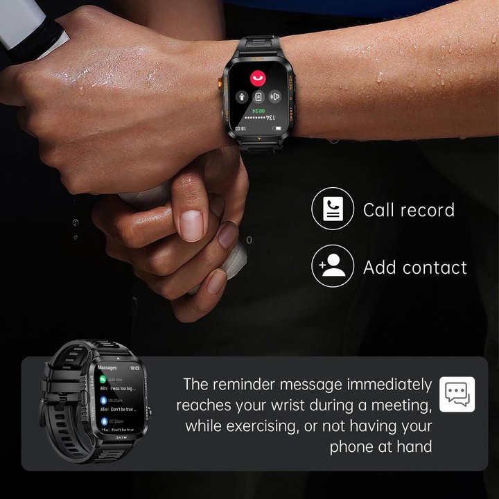 KT89 1.96 inch Square Screen Bluetooth Sports Smart Watch(Black)