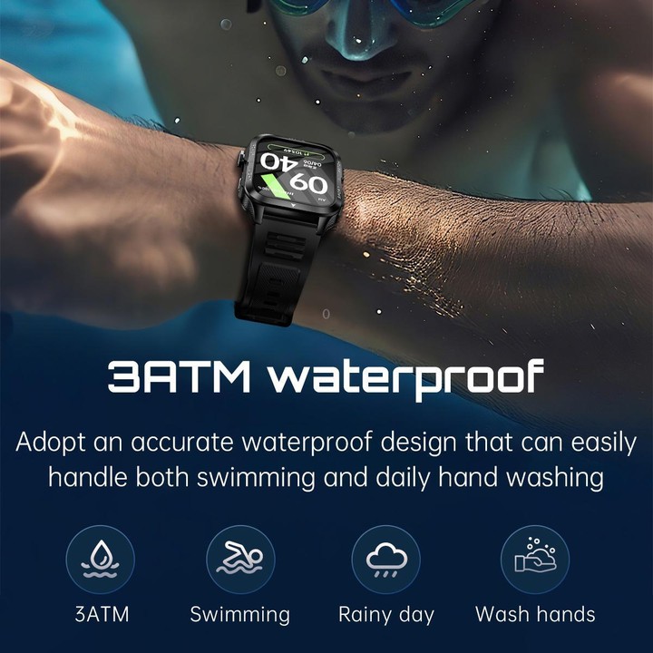 KT89 1.96 inch Square Screen Bluetooth Sports Smart Watch(Black)