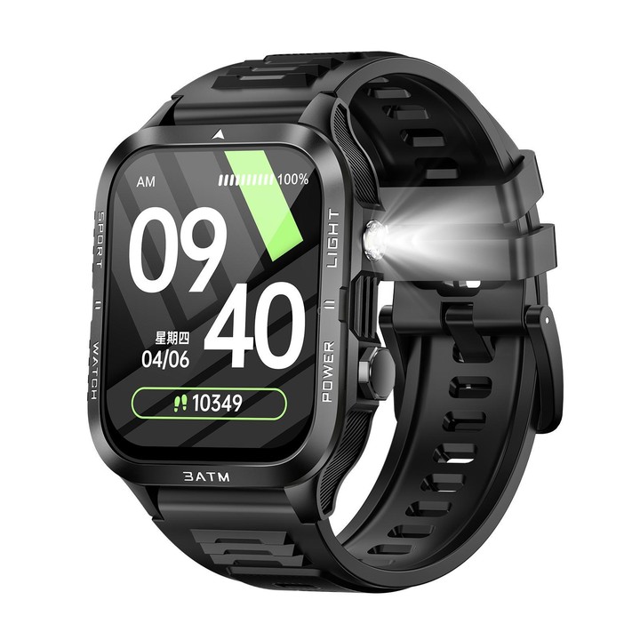 KT89 1.96 inch Square Screen Bluetooth Sports Smart Watch(Black)