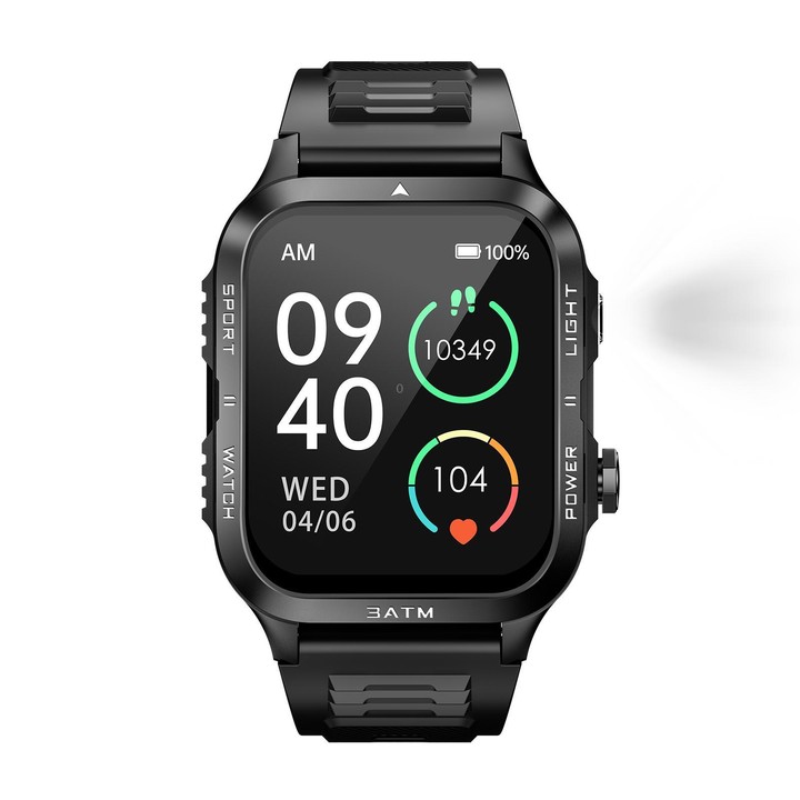 KT89 1.96 inch Square Screen Bluetooth Sports Smart Watch(Black)