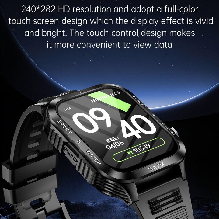 KT89 1.96 inch Square Screen Bluetooth Sports Smart Watch(Orange)