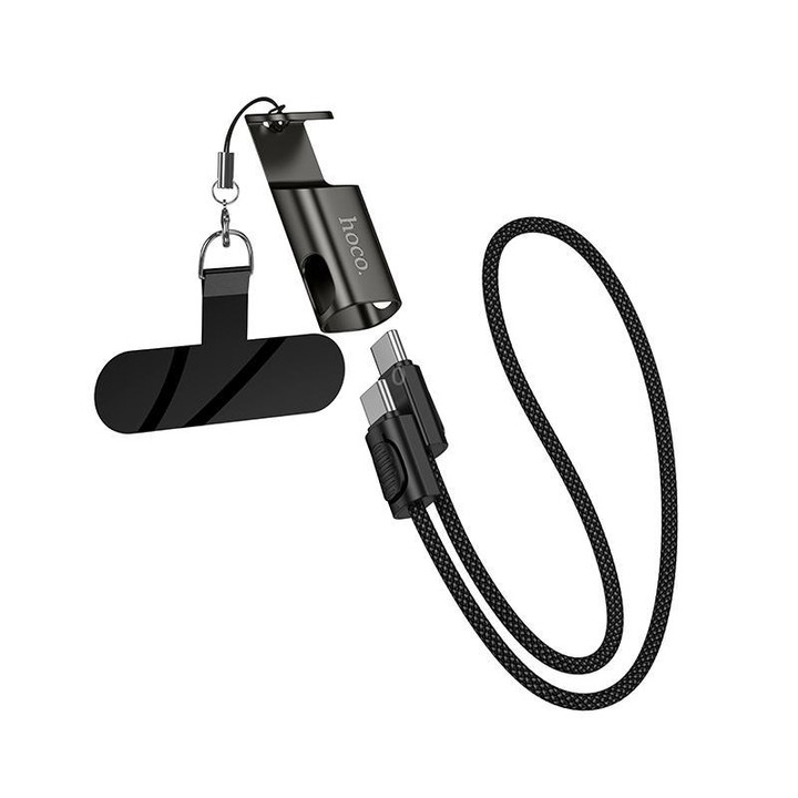 hoco X126 35cm Type-C to Type-C Experto 60W Phone Holder & Lanyard & Data Cable(Black)