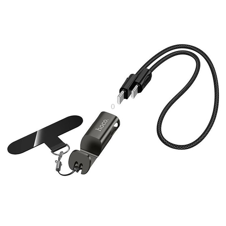 hoco X126 35cm Type-C to Type-C Experto 60W Phone Holder & Lanyard & Data Cable(Black)