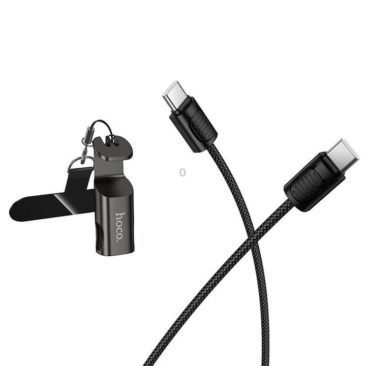 hoco X126 35cm Type-C to Type-C Experto 60W Phone Holder & Lanyard & Data Cable(Light Gray)