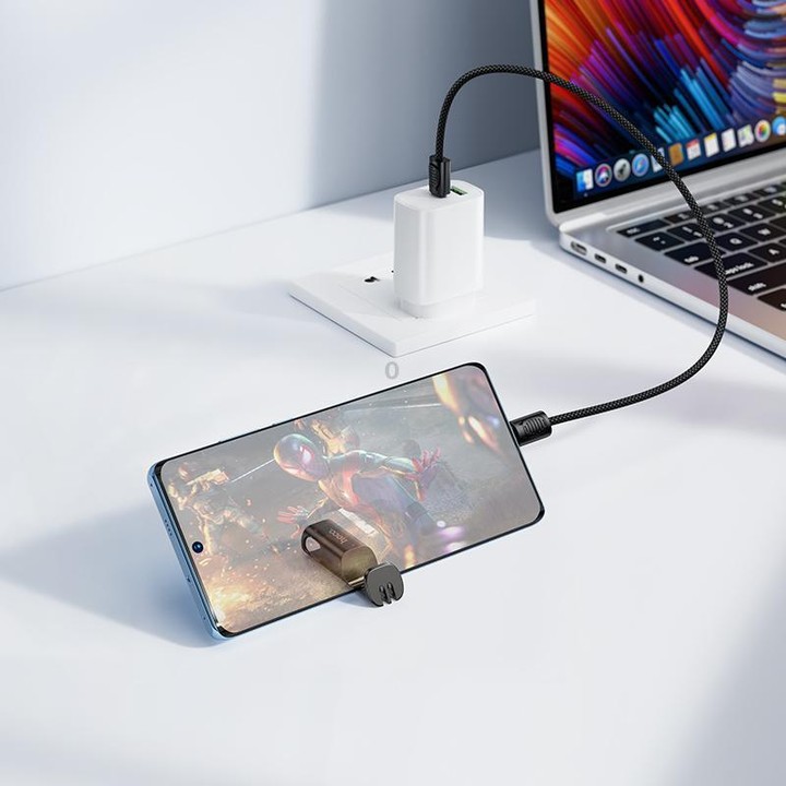 hoco X126 35cm Type-C to Type-C Experto 60W Phone Holder & Lanyard & Data Cable(Light Gray)