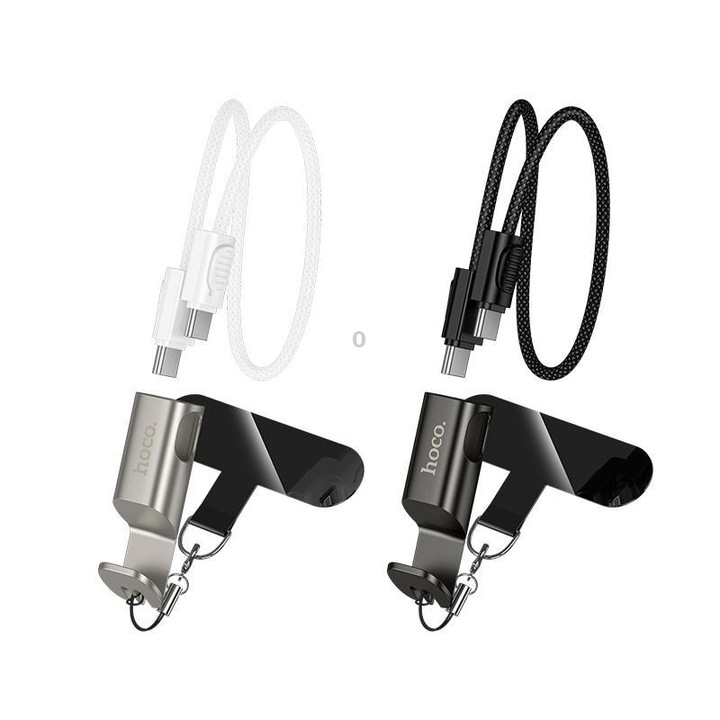 hoco X126 35cm Type-C to Type-C Experto 60W Phone Holder & Lanyard & Data Cable(Light Gray)