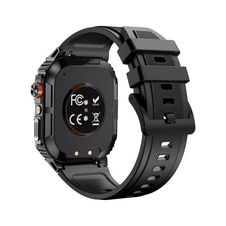 YK12 2.0 inch Screen Outdoor Sports Smart Watch IP68 Waterproof Built-in Flashlight(Black)