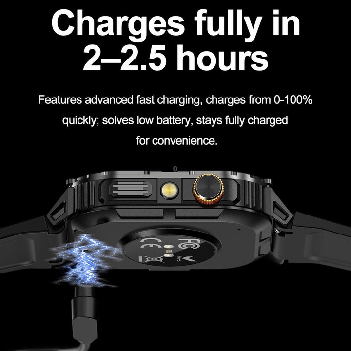 YK12 2.0 inch Screen Outdoor Sports Smart Watch IP68 Waterproof Built-in Flashlight(Orange Black)