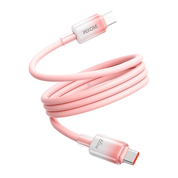 WK WDC-C11 QIN Series 1m 65W Type-C to Type-C Magnetic Silicone Fast Charging Data Cable(Pink)
